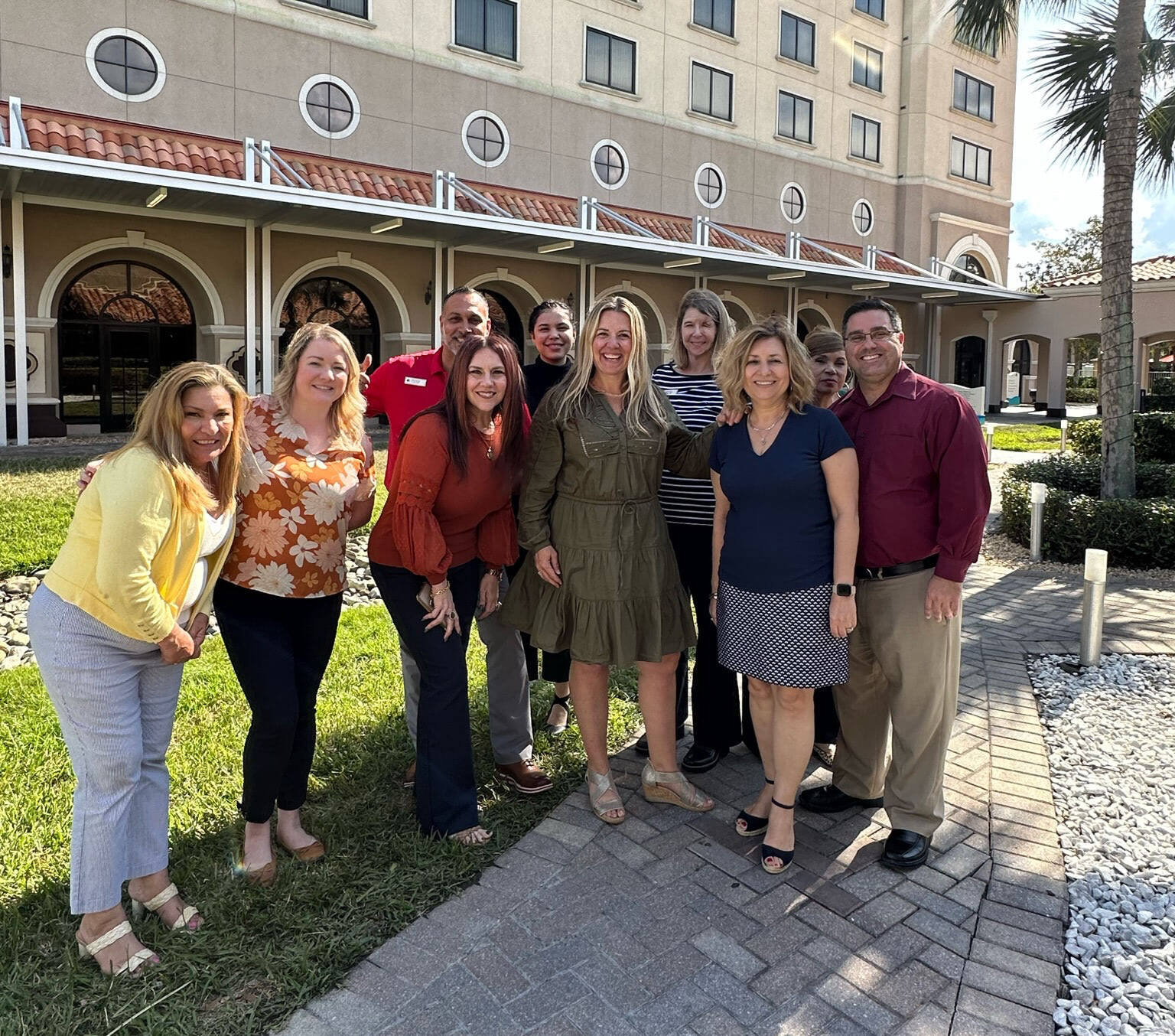 ROH Hotel Management Software Onboarding: Doubletree Orlando at SeaWorld Hotel: Kasey and the DoubleTree team standing outside at the property.
